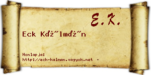 Eck Kálmán névjegykártya