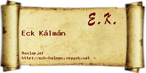 Eck Kálmán névjegykártya
